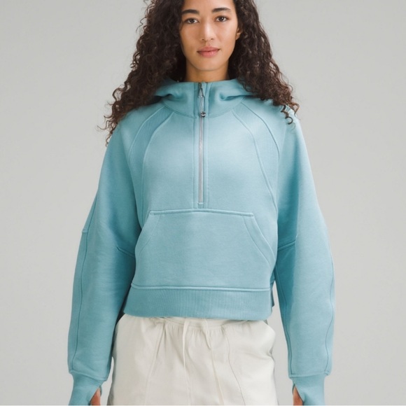 lululemon athletica Tops - lululemon athletica Teal Half-Zip Hooded Sweatshirt
